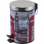 Бак для мусора Лондон, круглый, 3 л, цвет серый/красный