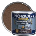 Эмаль молотковая Novax 3в1 цвет коричневый 2.4 кг