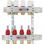 Коллекторная группа Valtec со встроенными расходомерами, 1"х3/4", 4 выхода, евроконус VTc.586.EMNX.0604