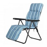 Кресло с подножкой складное 5 позиций, цвет бело-синий