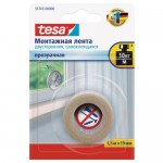 Лента клейкая двусторонняя тонкая Tesa Powerbond 19 мм x 1.5 м цвет прозрачный