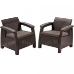 Набор садовой мебели Keter Corfu Duo Set полиротанг коричневый: 2 кресла