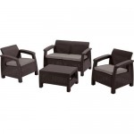 Набор садовой мебели Keter Corfu set полиротанг коричневый: стол, диван и 2 кресла