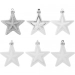 Набор ёлочных украшений «Звёзды», цвет белый/серебряный, 6 шт.