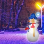 Надувная уличная фигура 3D Снеговик с метлой с подсветкой и адаптером 180 см