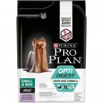 Pro Plan корм для взрослых собак малых пород, беззерновой, чувствительное пищеварение, индейка 2,5 кг