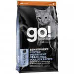Сухой корм для котят и кошек с чувствительным пищеварением GO! Sensitivities беззерновой Минтай 3,63 кг