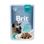 Влажный корм для кошек BRIT Premium Gravy Beef fillets Кусочки филе Говядины в соусе 85 г, 24 шт.