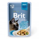 Влажный корм для кошек BRIT Premium Gravy Chiсken fillets Кусочки Куриного филе в соусе 85 г, 24 шт.