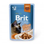 Влажный корм для кошек BRIT Premium Gravy Turkey fillets Кусочки филе Индейки в соусе 85 г, 24 шт.